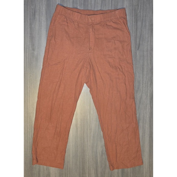 GAP Pants - Gap Linen Blend Burnt Orange Pants Pockets Spring Travel Resort Womens Sz L